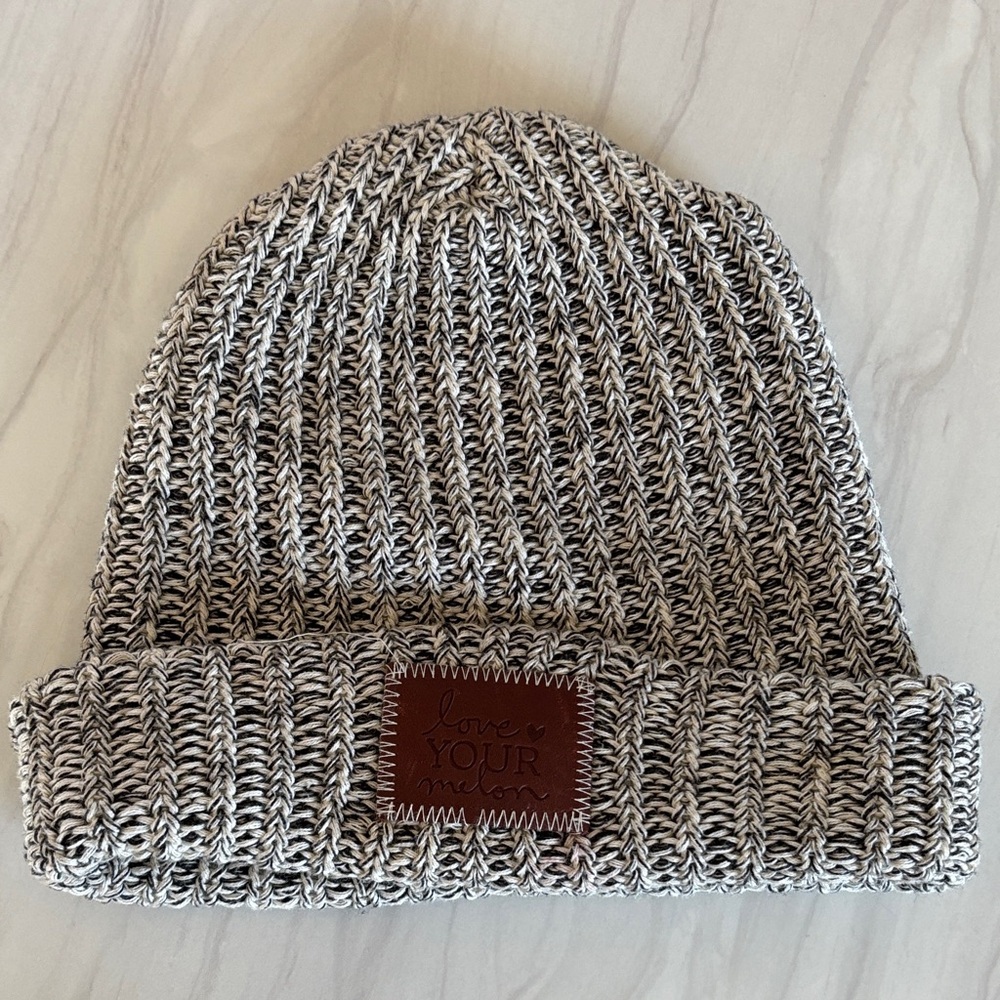 Knit Love Your Melon Beanie with Leather Patch